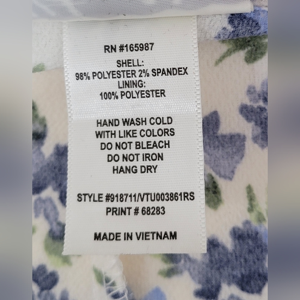 Kate and Lily NWOT  Feminine Floral Print Mid Length Dress Size 2X Blue & White - Picture 10 of 11